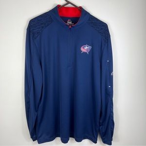 Columbus Blue Jackets Quarterzip Longsleeve Shirt Majestic Cool base NHL Adult L